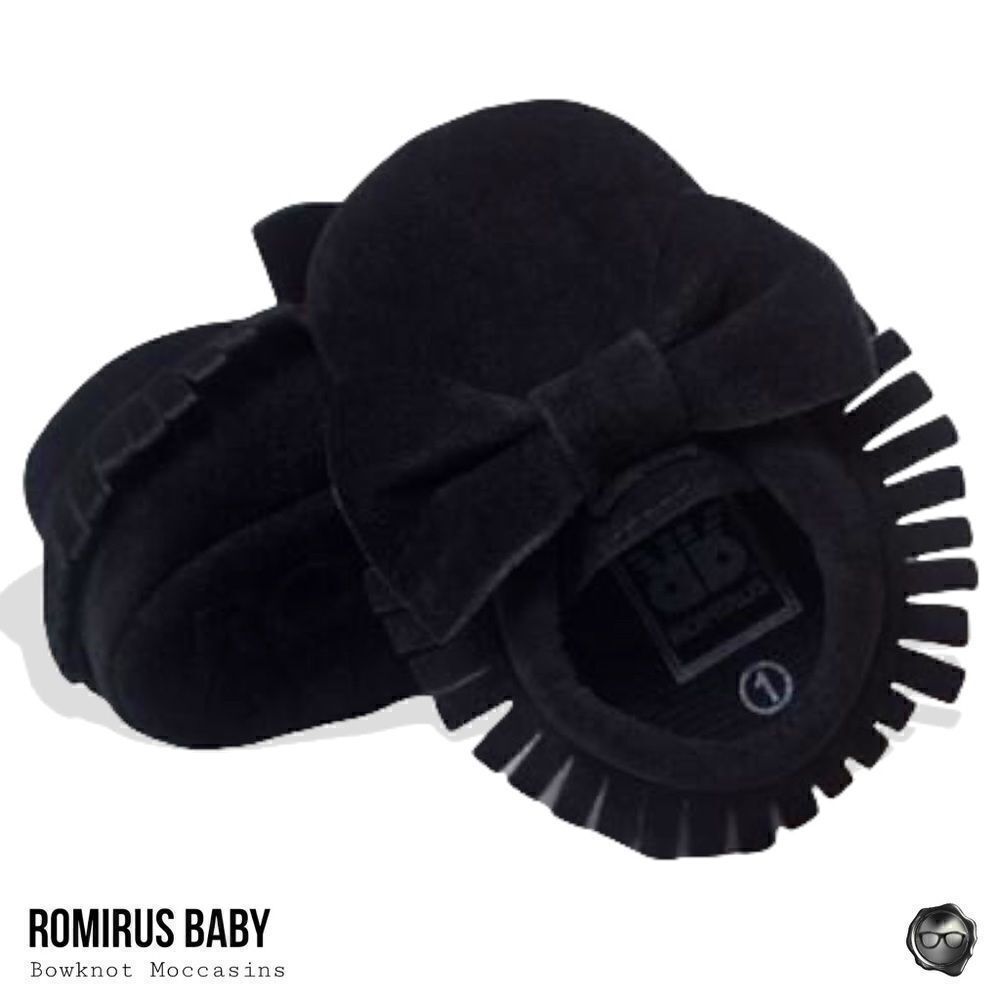 FIRST WALKERS SLIP-ON BABY MOCCASIN SHOES IN BLACK SUEDE VEGAN LEATHER UNISEX